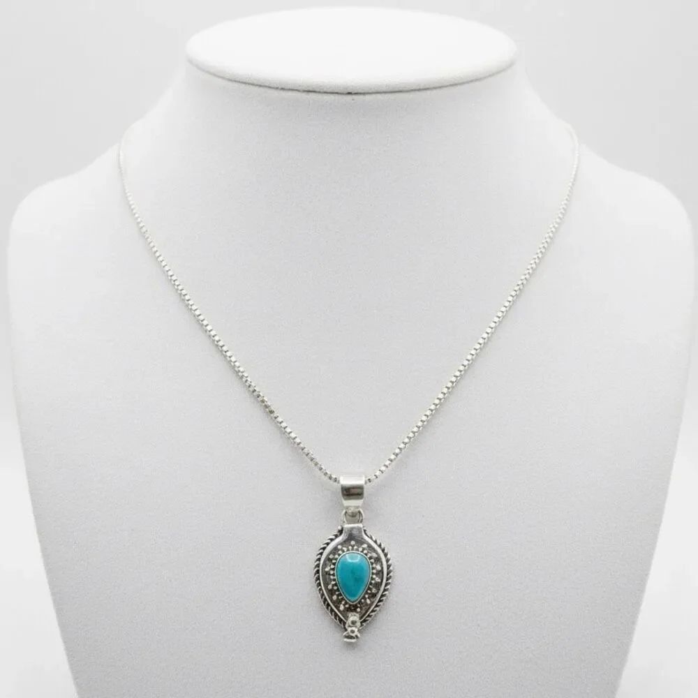 Kingman Turquoise 925 Silver Poison Locket Necklace Southwestern Jewelry Gift